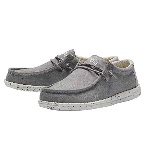 110063224 HEY DUDE WALLY CHAMBRAY FROST LOAFERS SIZE 12 CHAMBRAY FROST GREY - Like New