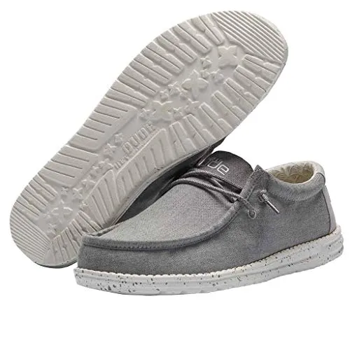 110063224 HEY DUDE WALLY CHAMBRAY FROST LOAFERS SIZE 12 CHAMBRAY FROST GREY - Like New