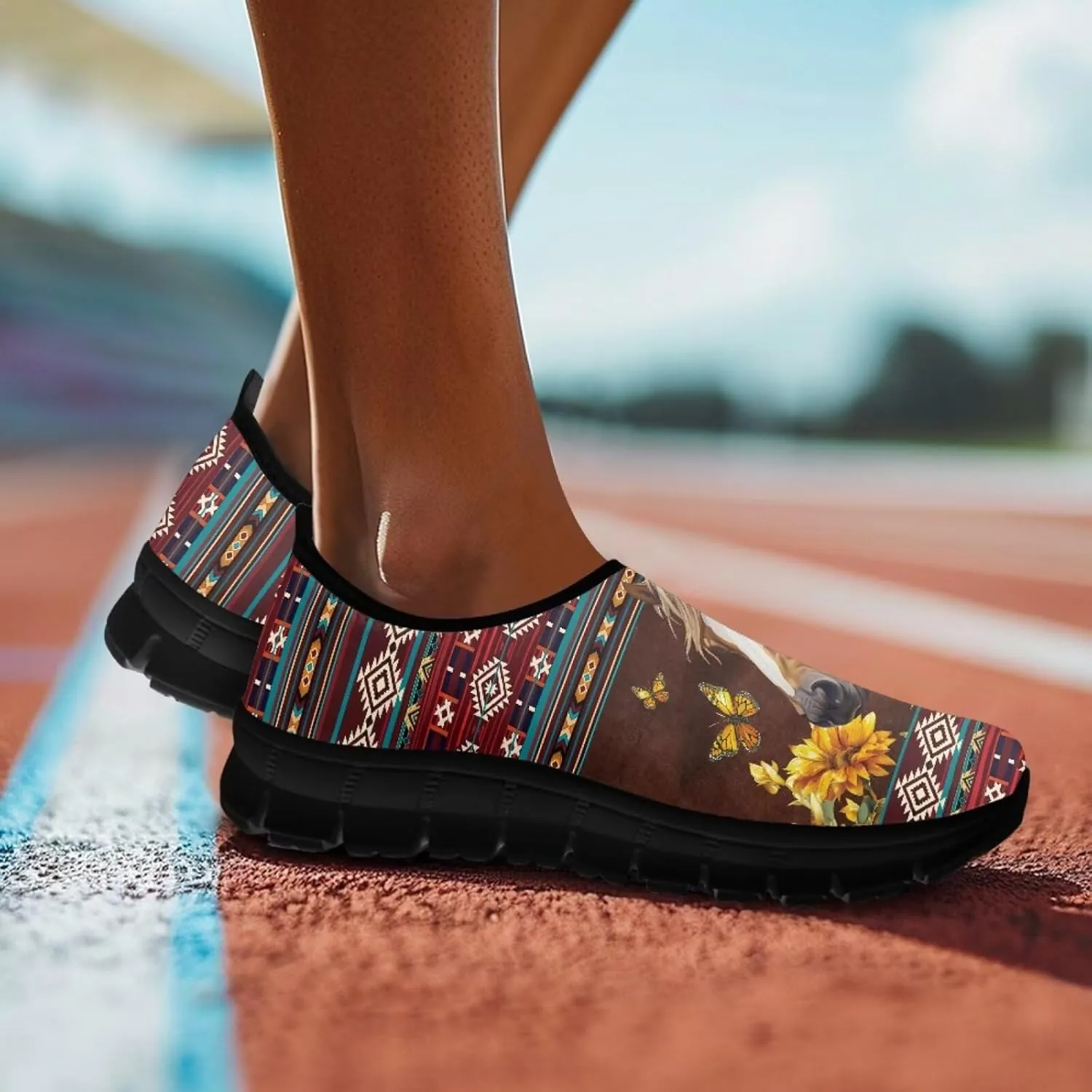 3D Horse Printed Men’s Slip On Loafers Trendy Art Painted Leisure Dressy Sneakers Flat Lightweight Walking Shoes