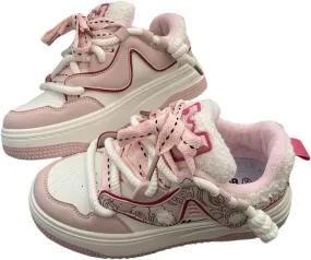 Chunky Sneakers for Women, Dopamine Color Platform Shoes, Warm & Stylish Plush Sole Sneakers, Height-Boosting & Durable for Autumn and Winter
