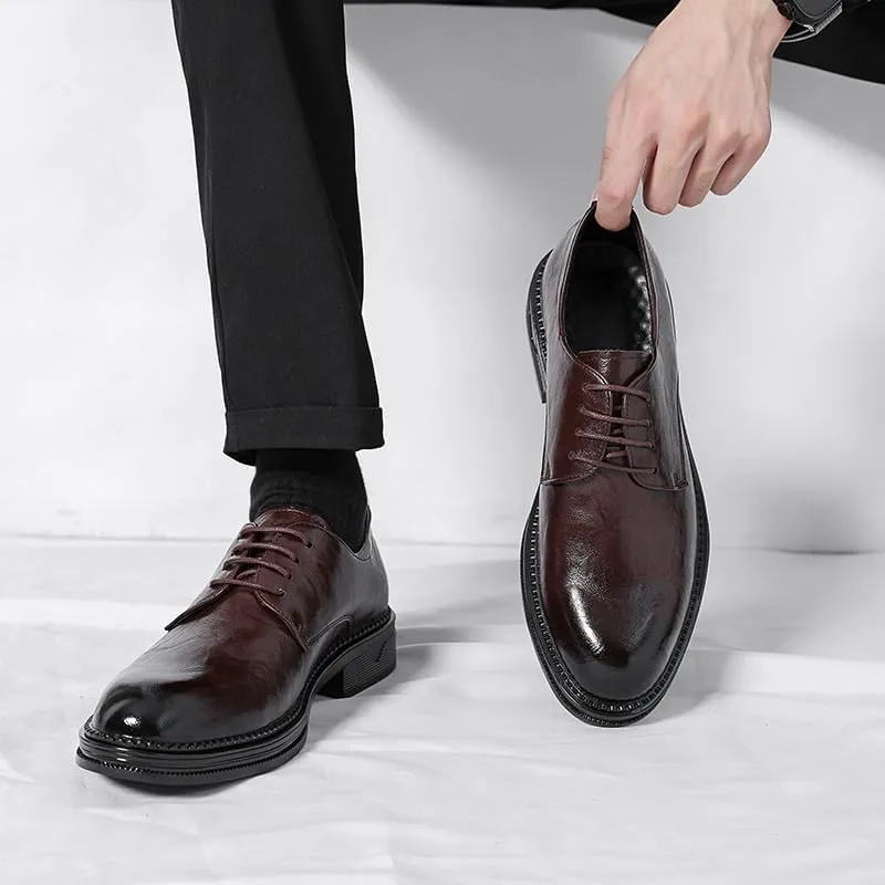 Classic Men's Leather Dress Shoes Mens Retro Formal Business Oxfords Men Casual Wedding Derby Shoe
