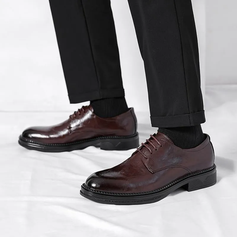 Classic Men's Leather Dress Shoes Mens Retro Formal Business Oxfords Men Casual Wedding Derby Shoe