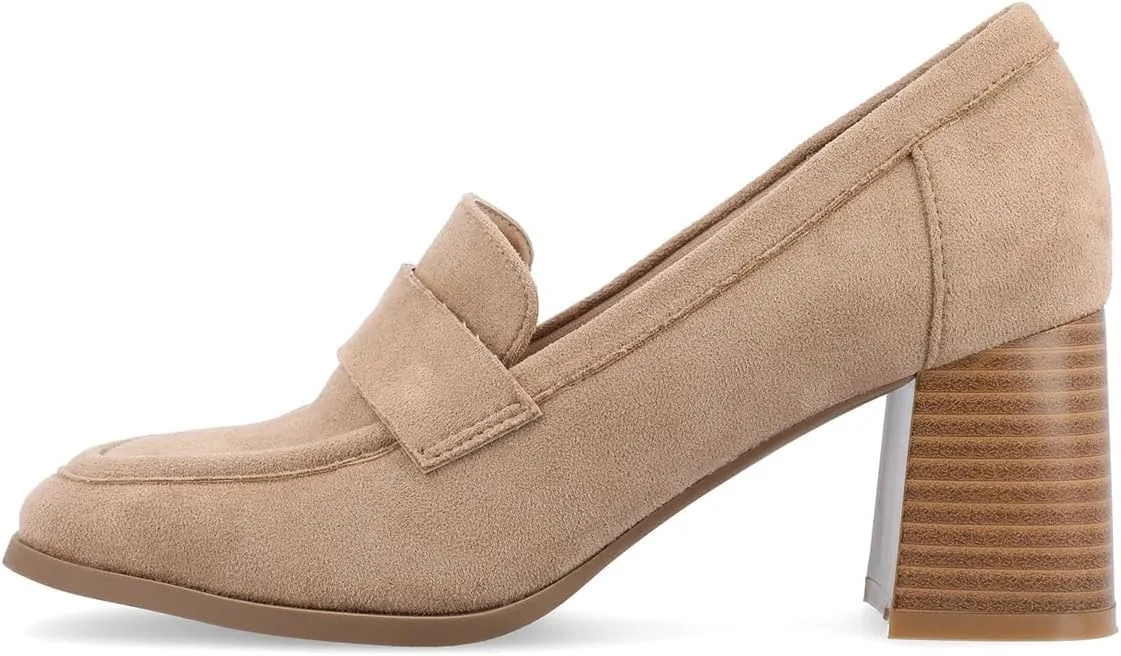 FOWT Women Square Toe Chunky Mid Heel Pumps Slip On Ladies Trendy Casual Daily Loafers Size 4-16 US