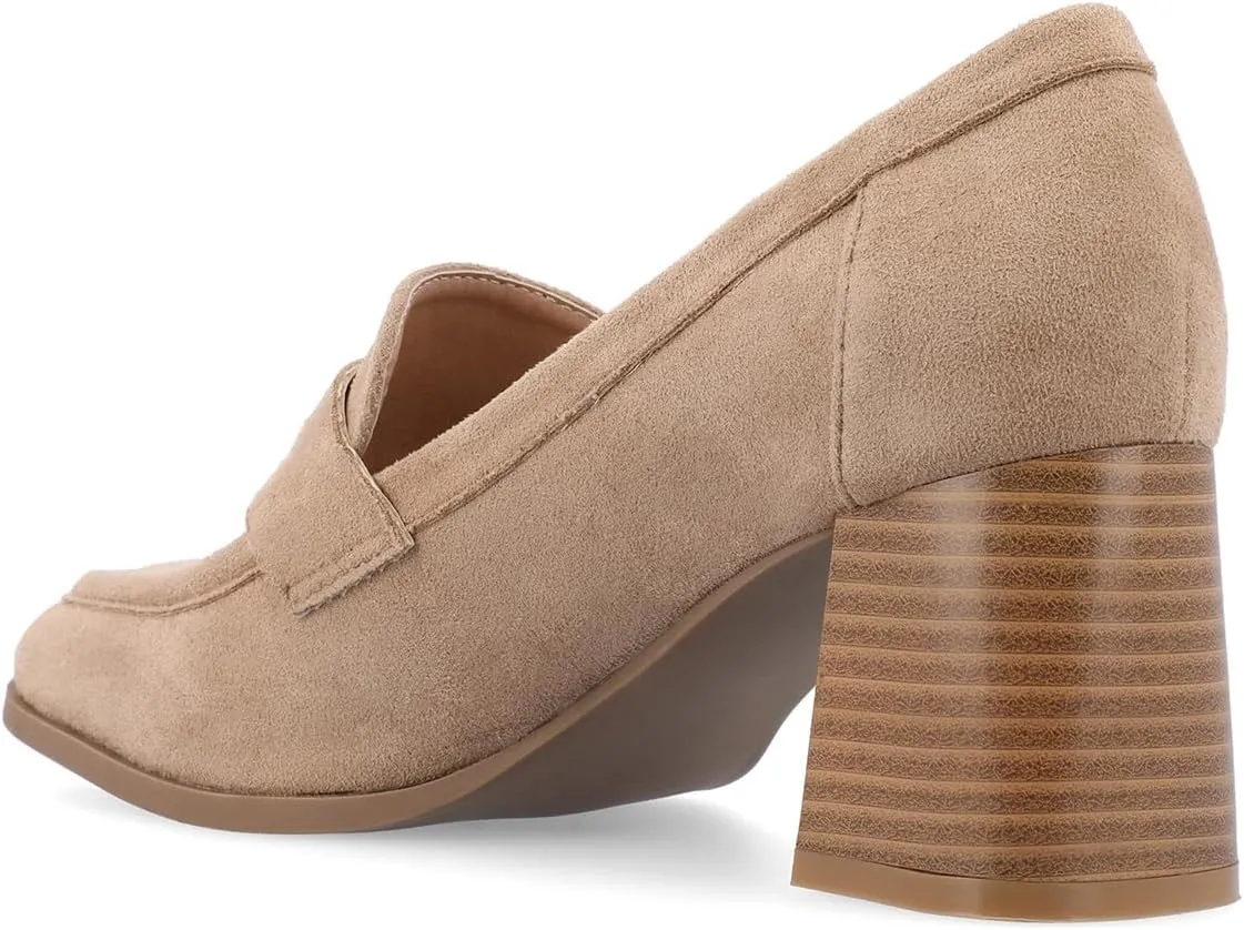 FOWT Women Square Toe Chunky Mid Heel Pumps Slip On Ladies Trendy Casual Daily Loafers Size 4-16 US