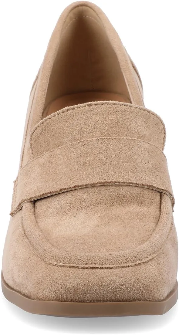 FOWT Women Square Toe Chunky Mid Heel Pumps Slip On Ladies Trendy Casual Daily Loafers Size 4-16 US