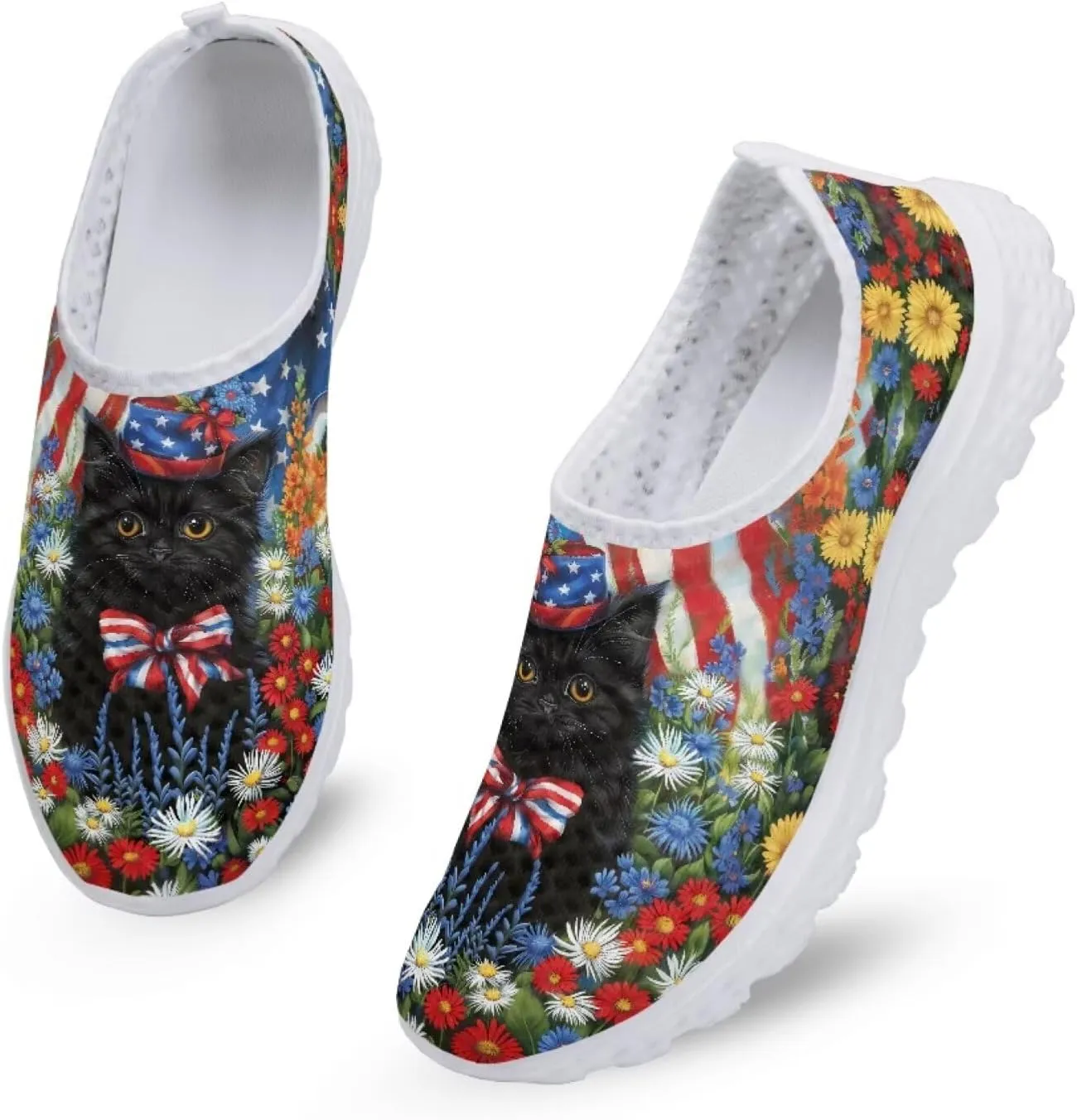 Jeiento Halloween Shoes for Women Men Halloween Party Walking Running Sneaker Shoes Slip-On Breathable Mesh Workout Fashion Shoes