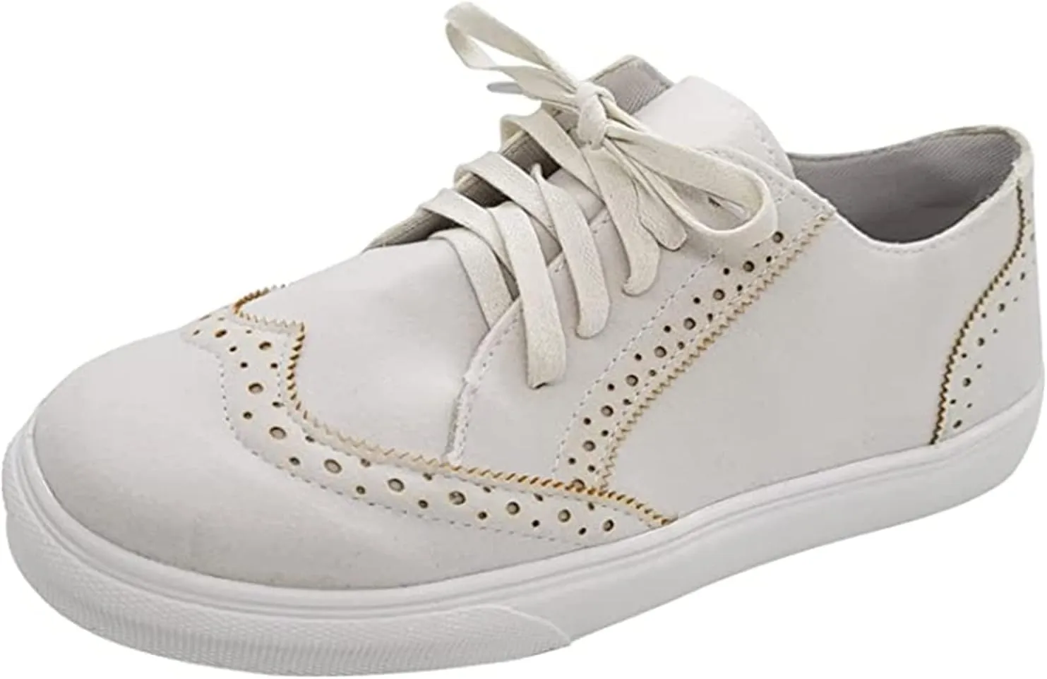 Ladmiple Shoes For Women Sneakers Trendy Low Top Lace-up Walking Shoes Fashion Summer Slip On Platform Flats Loafers