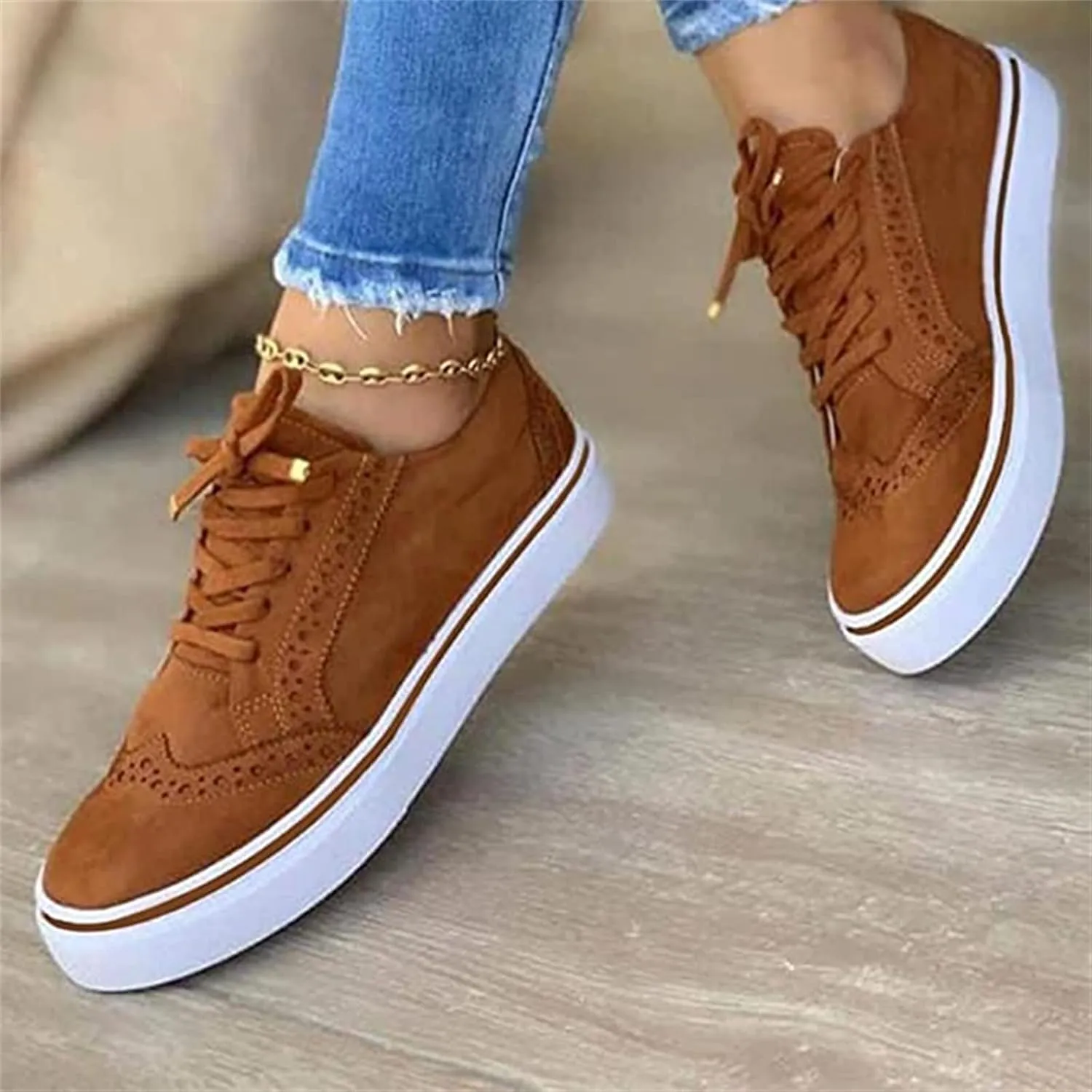 Ladmiple Shoes For Women Sneakers Trendy Slip On Comfort Walking Shoes Fashion Casual Summer Lace Up Platform Loafers