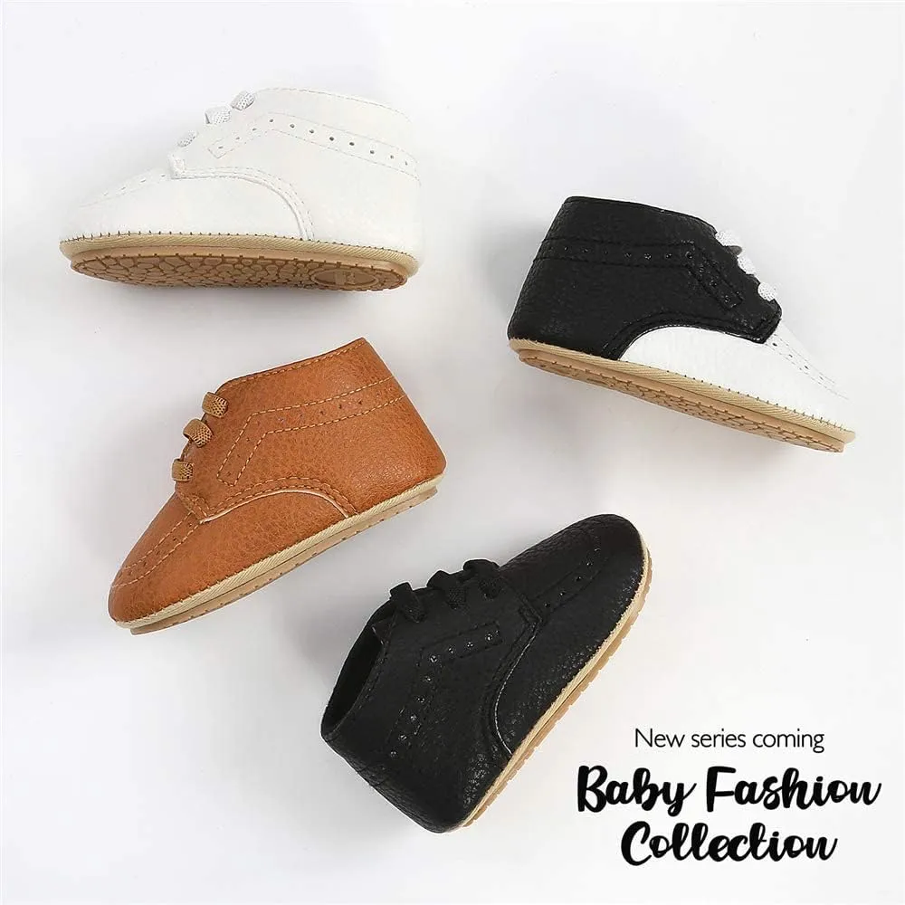 Meckior Infant Baby Boys Girls Classic PU Leather Wedding Loafers Brogue Toddler Oxford Dress Shoes First Steps Walking Flat Lazy Crib Shoe