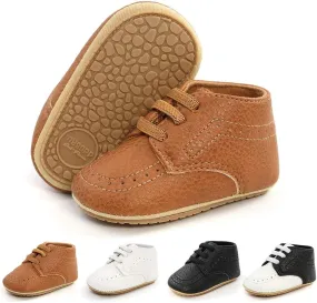 Meckior Infant Baby Boys Girls Classic PU Leather Wedding Loafers Brogue Toddler Oxford Dress Shoes First Steps Walking Flat Lazy Crib Shoe