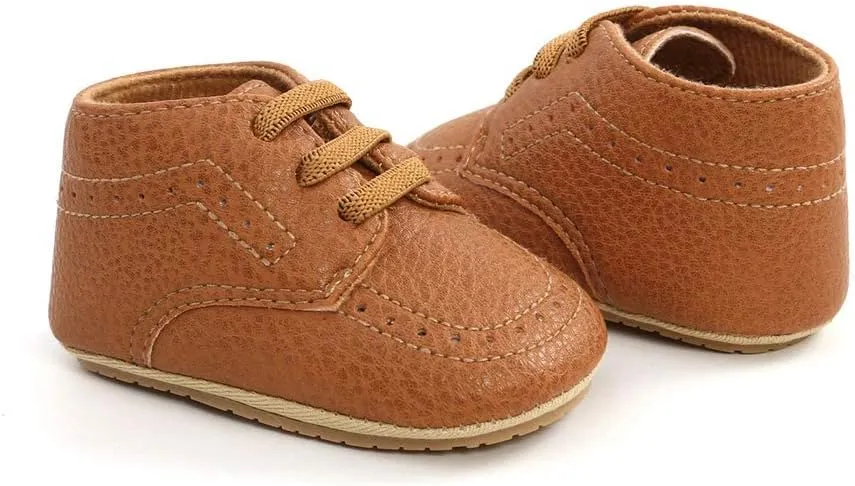 Meckior Infant Baby Boys Girls Classic PU Leather Wedding Loafers Brogue Toddler Oxford Dress Shoes First Steps Walking Flat Lazy Crib Shoe