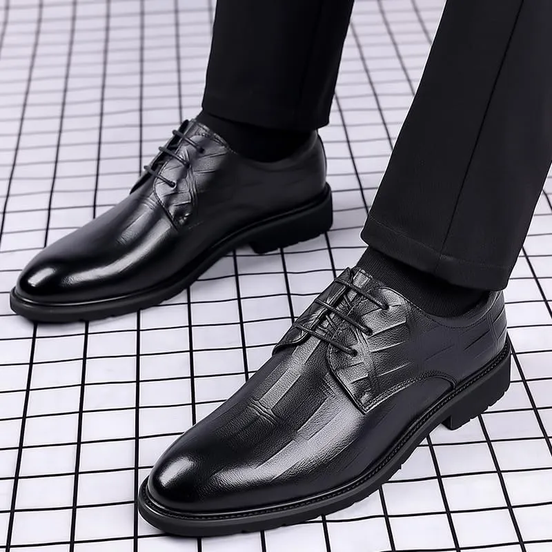 Men's Comfortable Tuxedo Formal Derby Dress Shoes All-Day Wear Brogue Oxfords Classic Wingtip Leather Shoes
