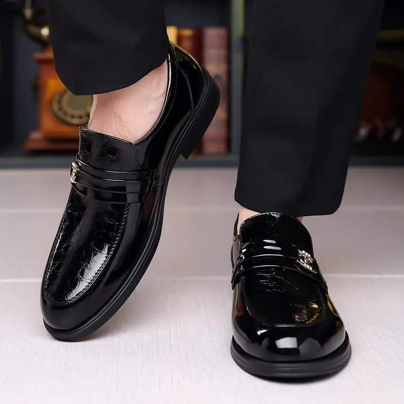 Men's Fashion Dress Shoes Mens Classic Business Formal Oxford Shoes Casual Wedding Faux Patent Leather Derby Shoes(8.5)