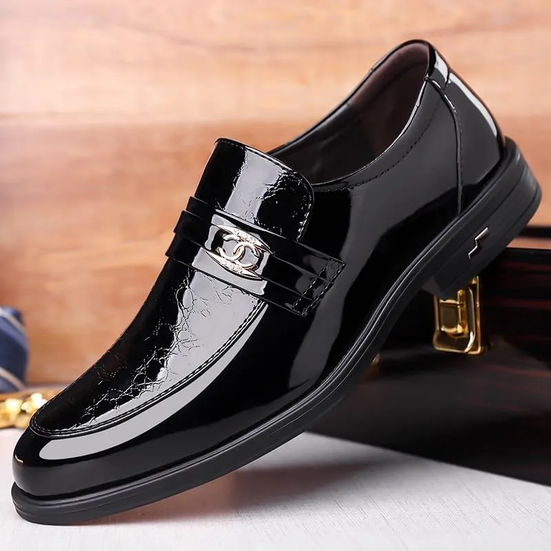 Men's Fashion Dress Shoes Mens Classic Business Formal Oxford Shoes Casual Wedding Faux Patent Leather Derby Shoes(8.5)