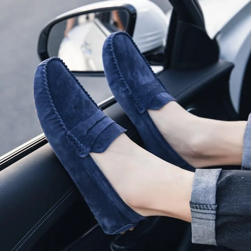 Men's Loafers Shoes Round Toe Suede Penny Driving Loafers Comfortable Flat Heel Lightweight Walking Slip-on