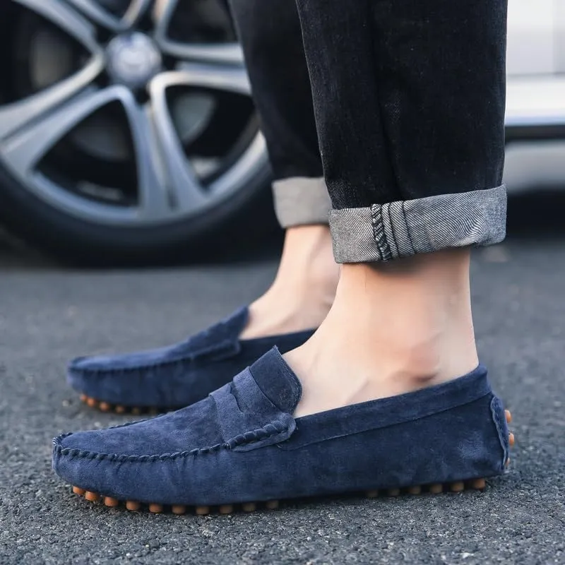 Men's Loafers Shoes Round Toe Suede Penny Driving Loafers Comfortable Flat Heel Lightweight Walking Slip-on