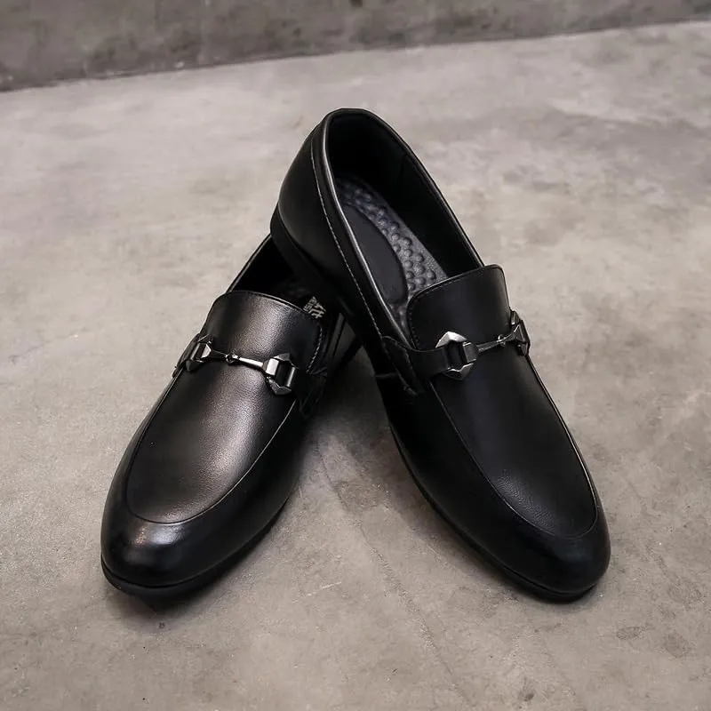 Men's Slip-On Leather Oxford Shoes - Comfortable Lightweight Derby Dress Shoes for Business and Casual Wear