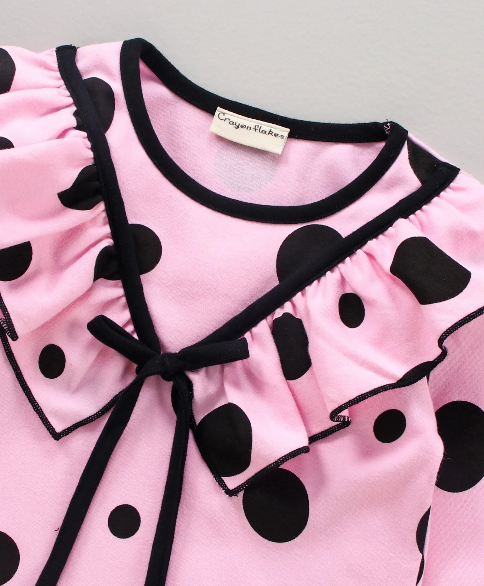 Polka Vee Frill Top Leggings Set