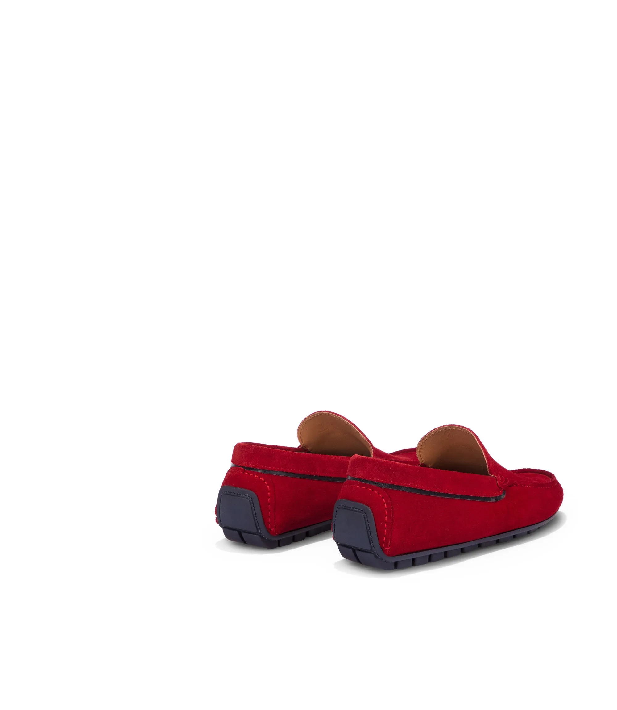 Red suede loafers