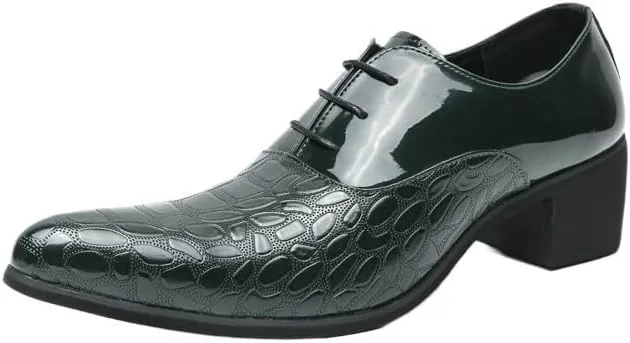 Retro Brogue Dress Shoes Men Luxury Pointed Lace-up Shoes Men High Heels Oxford Man Leather Wedding Suit Shoes Elegant Shoes for Men
