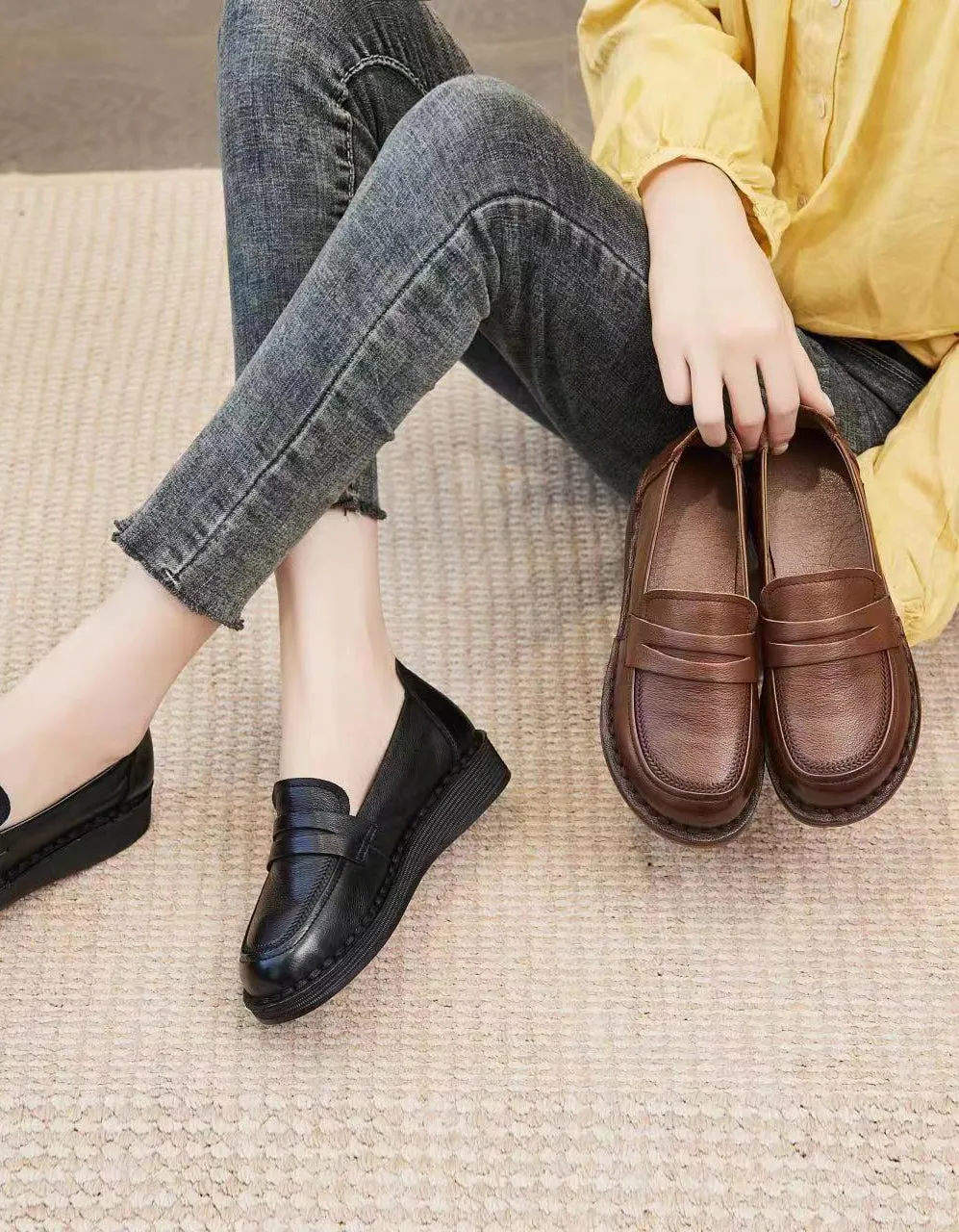Soft Soles Comfortable Retro Leather Loafers 35-41