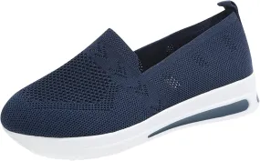 Womens Canvas Slip On Shoes Casual Walking Sneakers Lightweight Flat Fashion Comfortable Elastic Loafers Non Slip