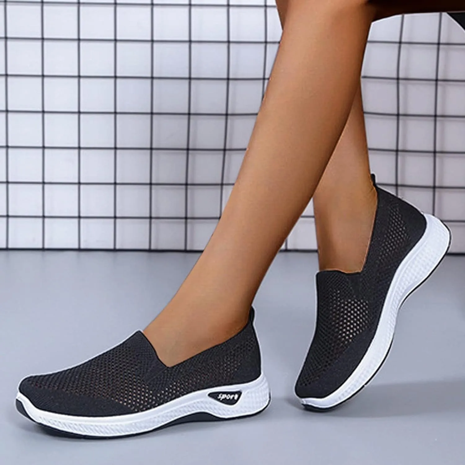 Womens Slip On Loafers Casual Comfortable Walking Shoes Lightweight Canvas Sneakers Non Slip Flat Flats